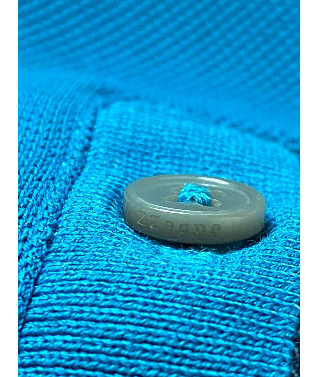 ZZEGNA Голубое хлопковое поло с коротким рукавом, фото 4