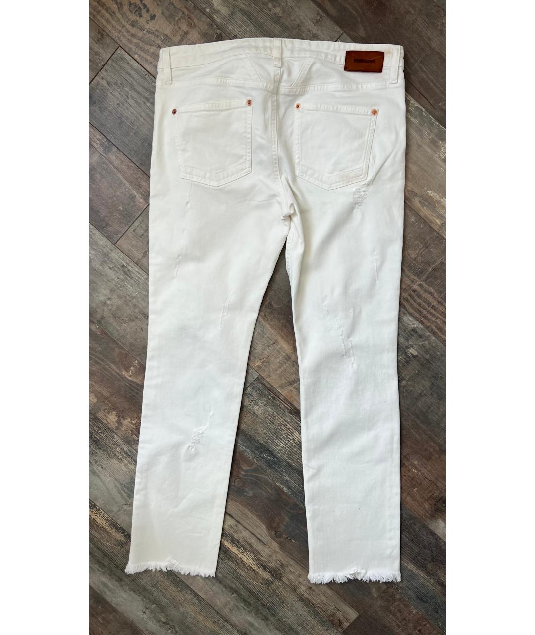 ROBERTO CAVALLI Белые хлопковые прямые джинсы, фото 2