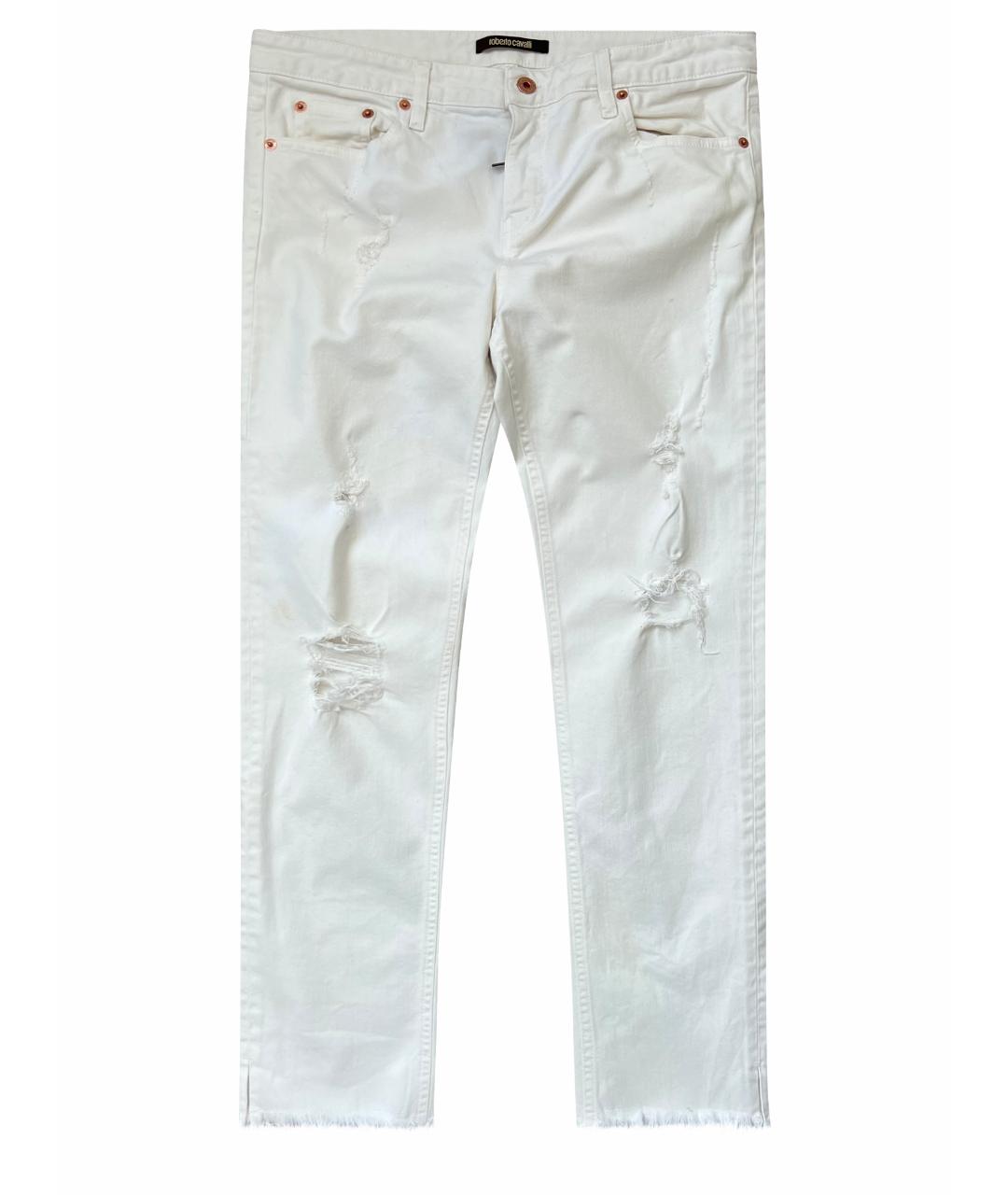 ROBERTO CAVALLI Белые хлопковые прямые джинсы, фото 1