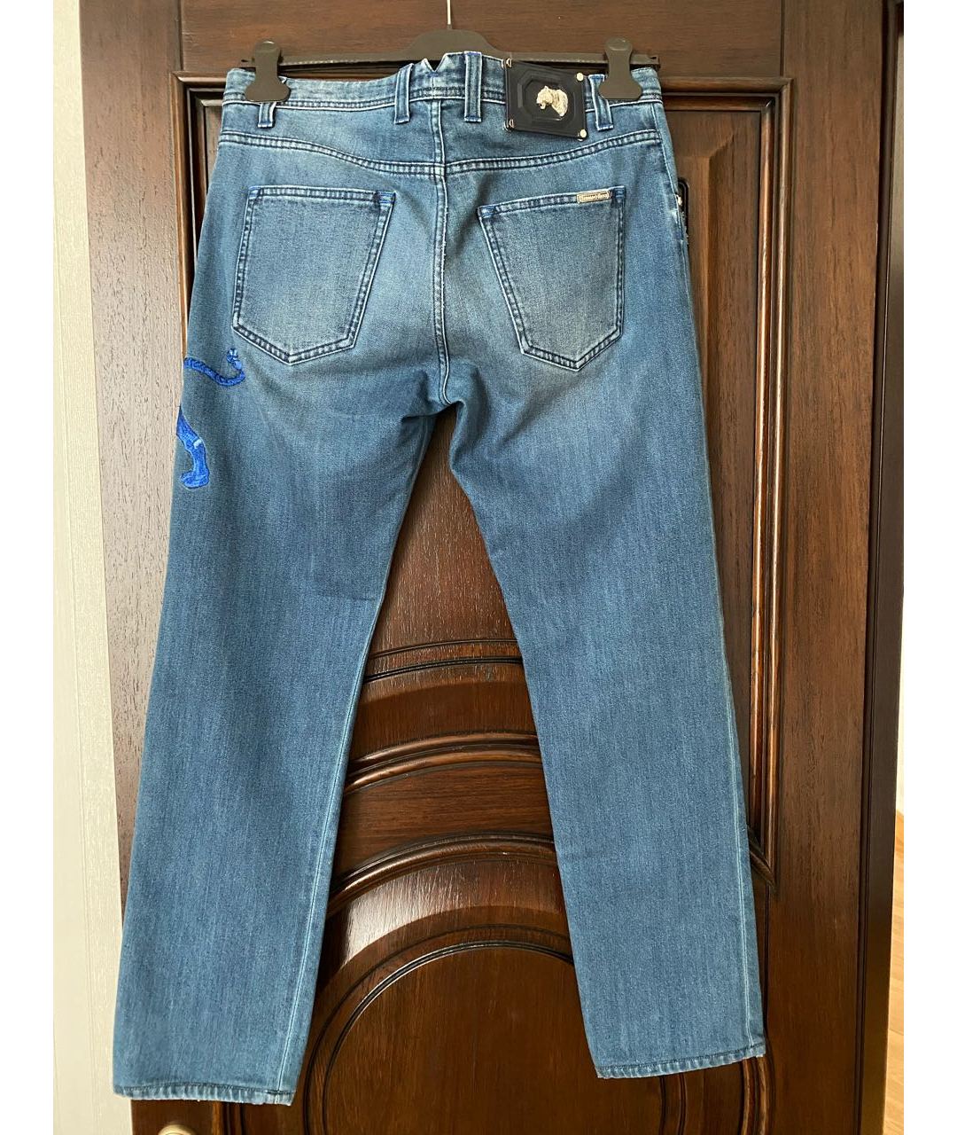 STEFANO RICCI Синие хлопко-эластановые прямые джинсы, фото 2