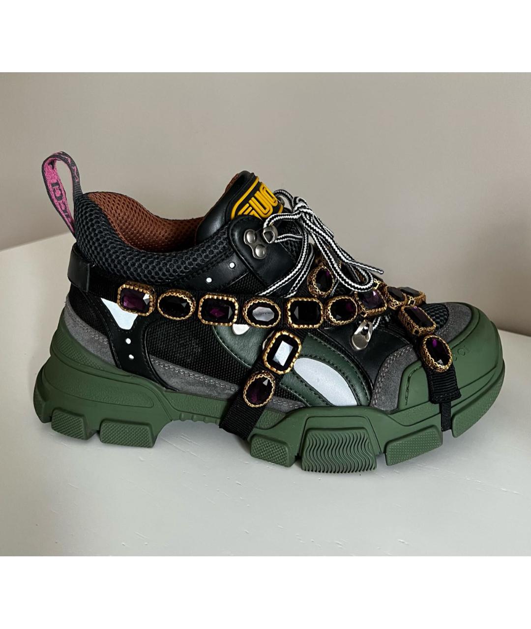 GUCCI Зеленые кожаные кроссовки, фото 8