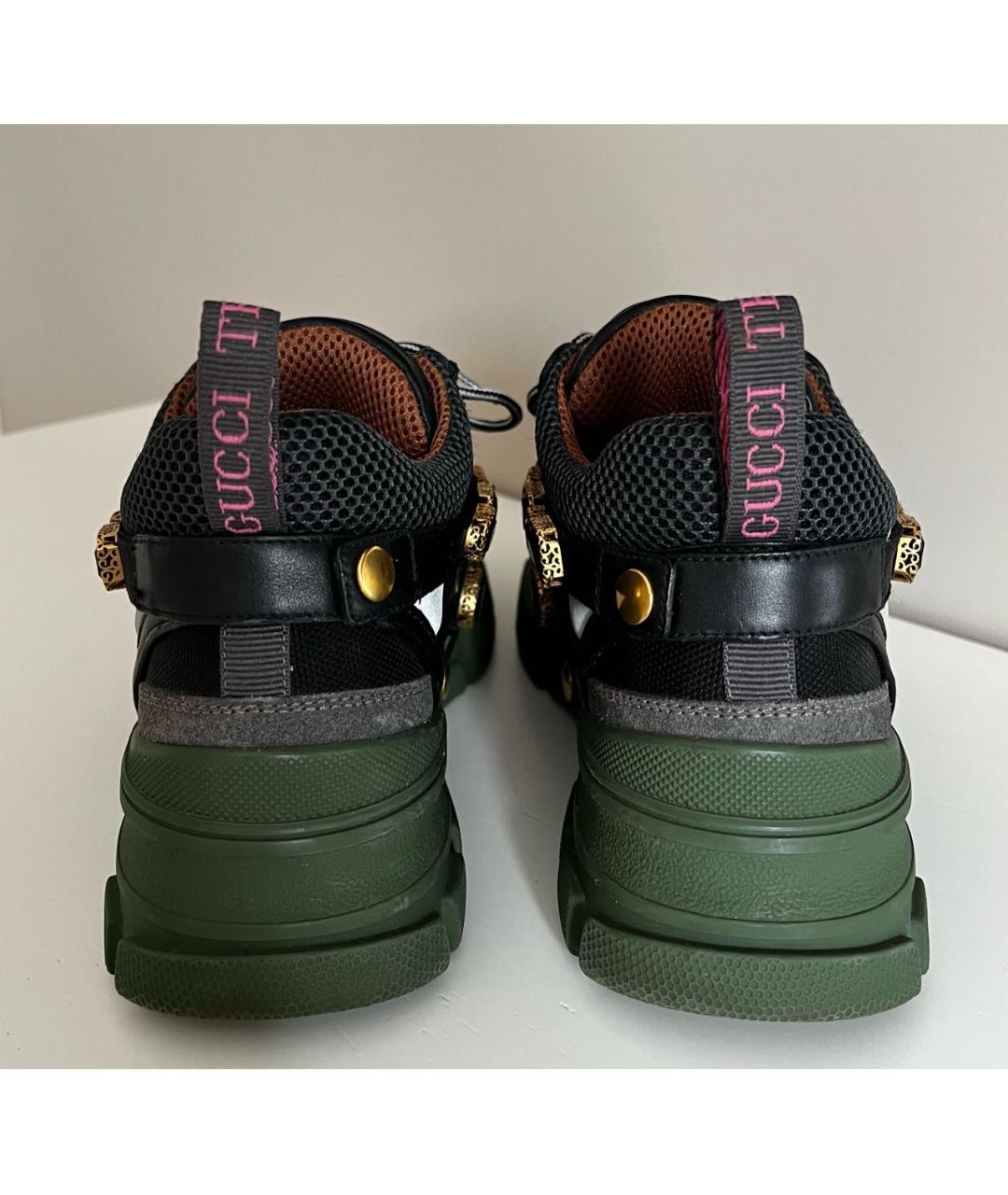 GUCCI Зеленые кожаные кроссовки, фото 4
