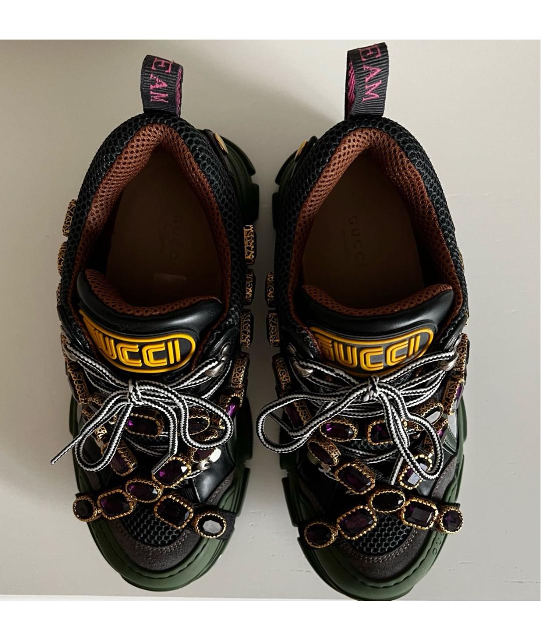 GUCCI Зеленые кожаные кроссовки, фото 3