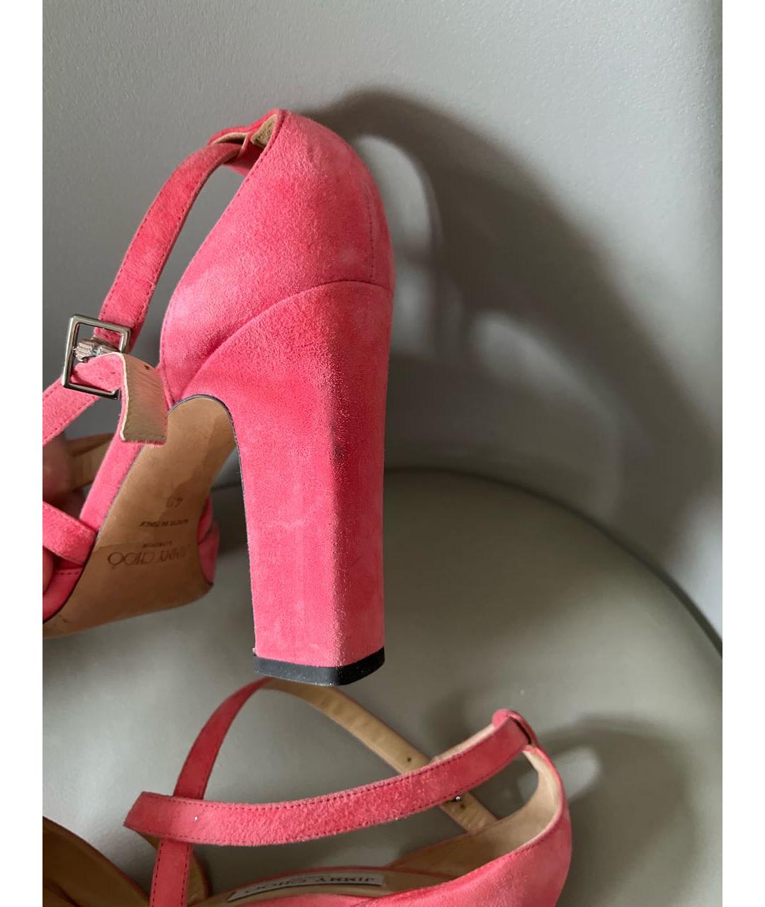 JIMMY CHOO Розовые замшевые босоножки, фото 3