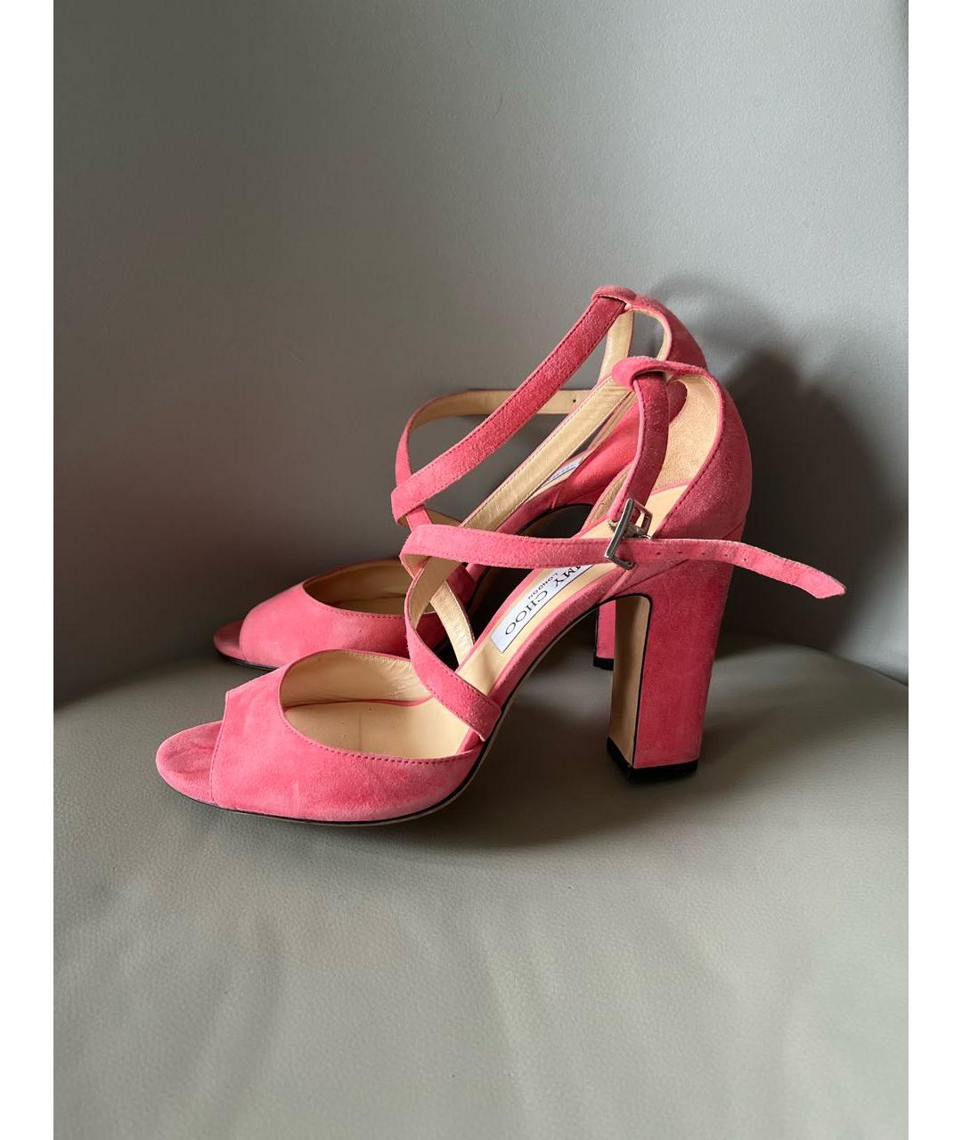 JIMMY CHOO Розовые замшевые босоножки, фото 5