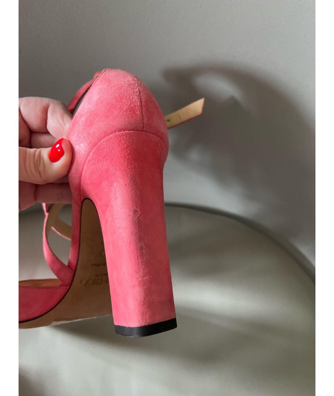 JIMMY CHOO Розовые замшевые босоножки, фото 4