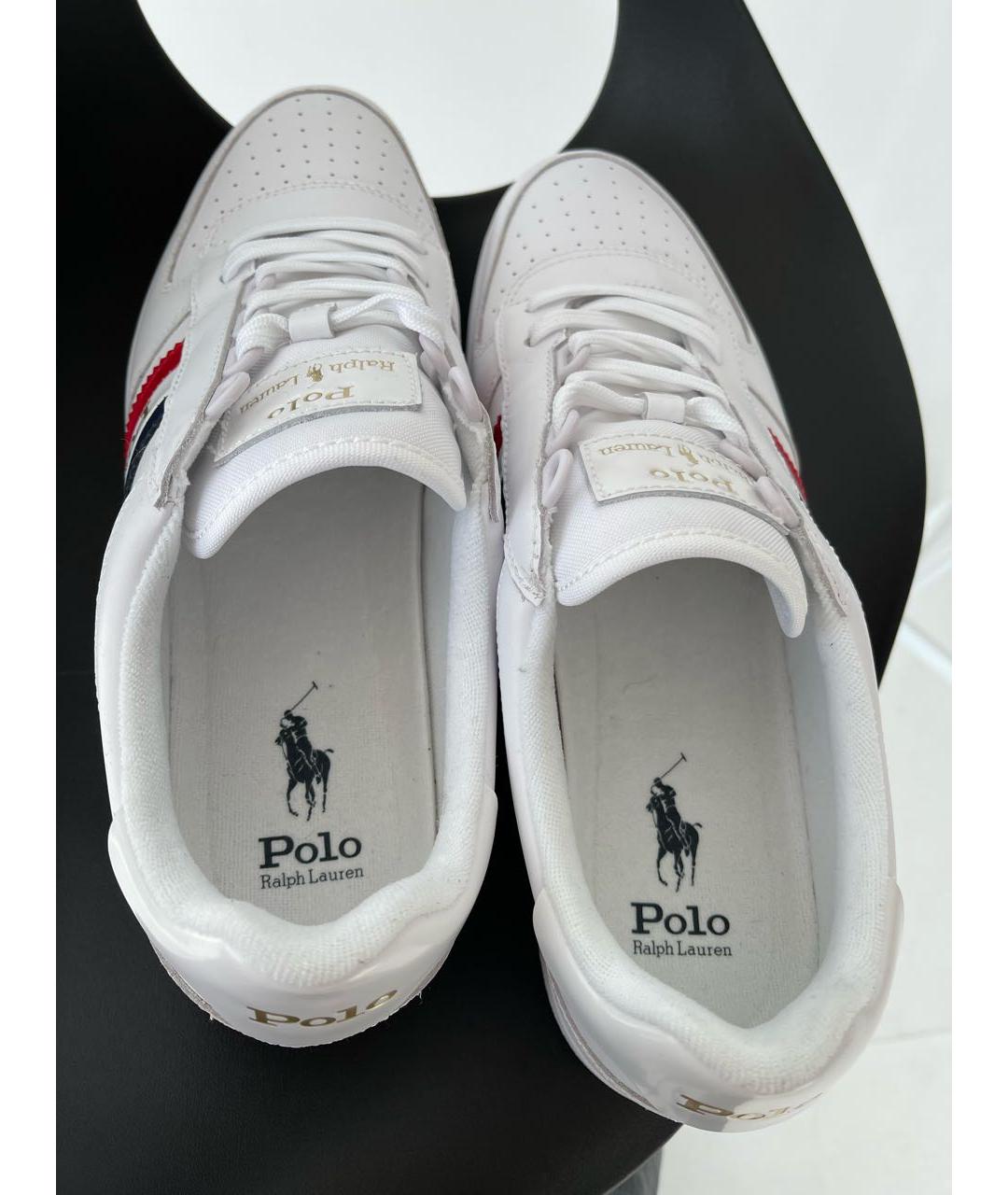 POLO RALPH LAUREN Белые кожаные низкие кроссовки / кеды, фото 3