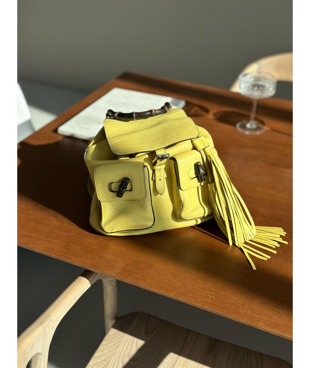 GUCCI Желтый кожаный рюкзак, фото 4