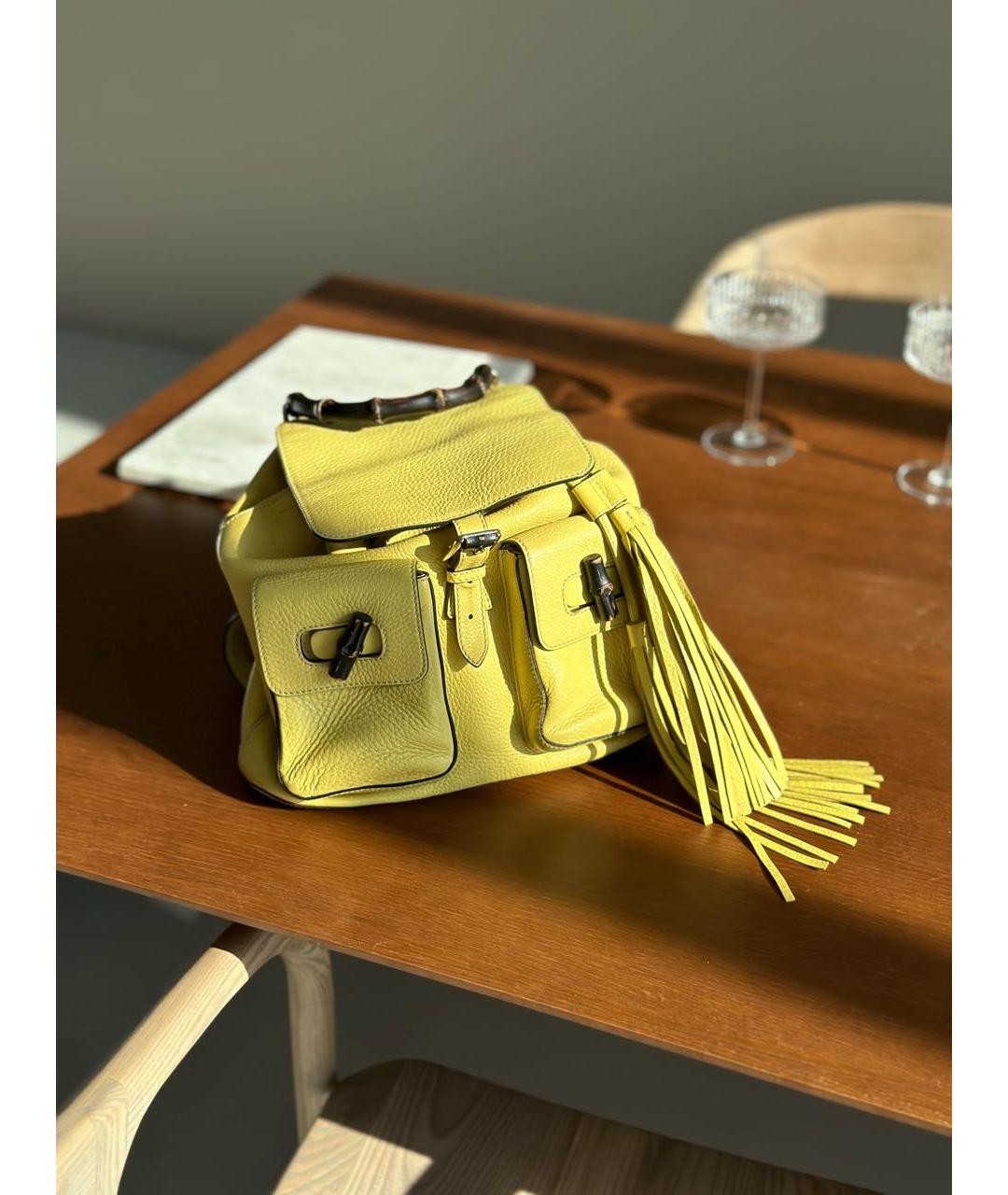 GUCCI Желтый кожаный рюкзак, фото 8