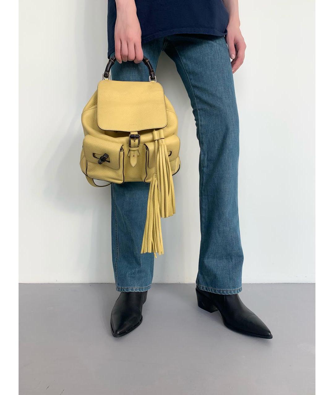 GUCCI Желтый кожаный рюкзак, фото 5