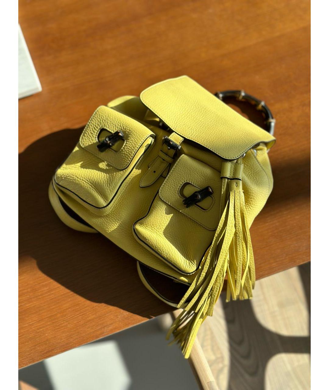 GUCCI Желтый кожаный рюкзак, фото 3