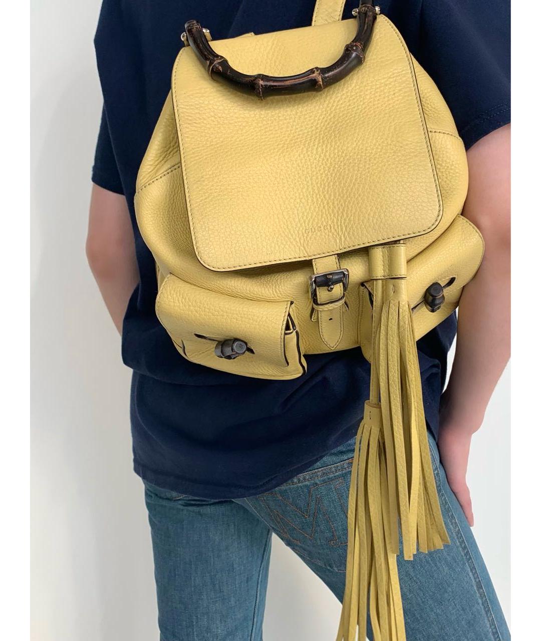 GUCCI Желтый кожаный рюкзак, фото 7