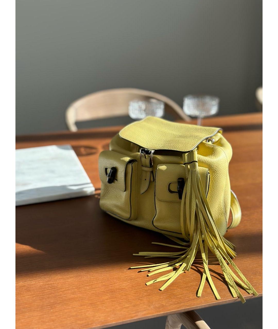 GUCCI Желтый кожаный рюкзак, фото 2