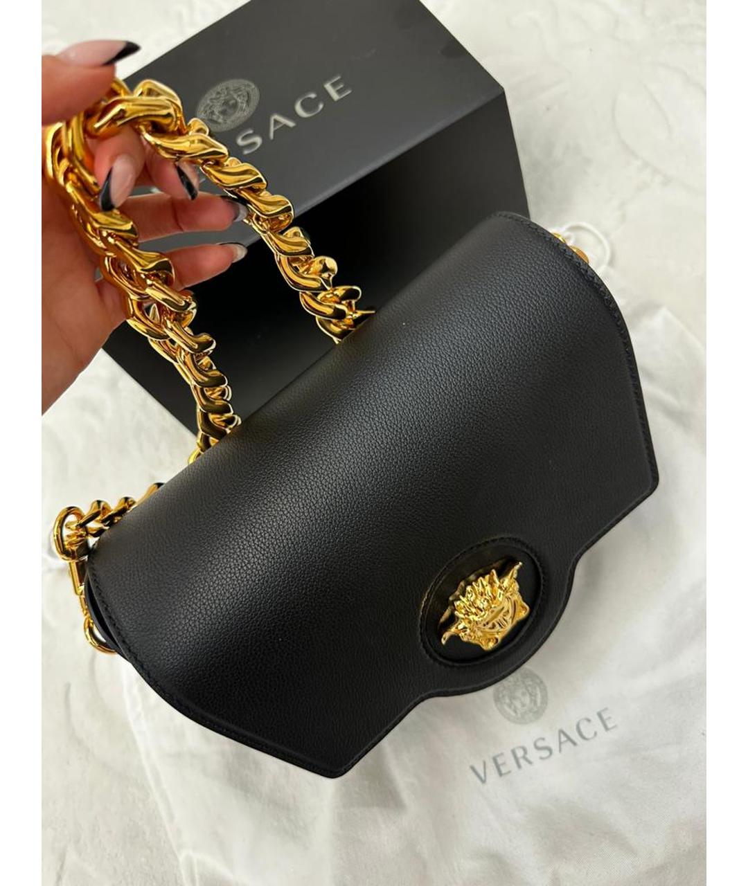 VERSACE Черная кожаная сумка через плечо, фото 2