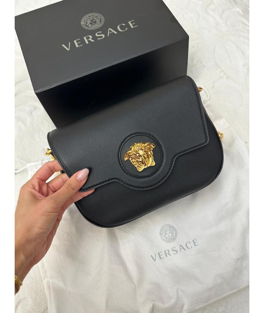 VERSACE Черная кожаная сумка через плечо, фото 4