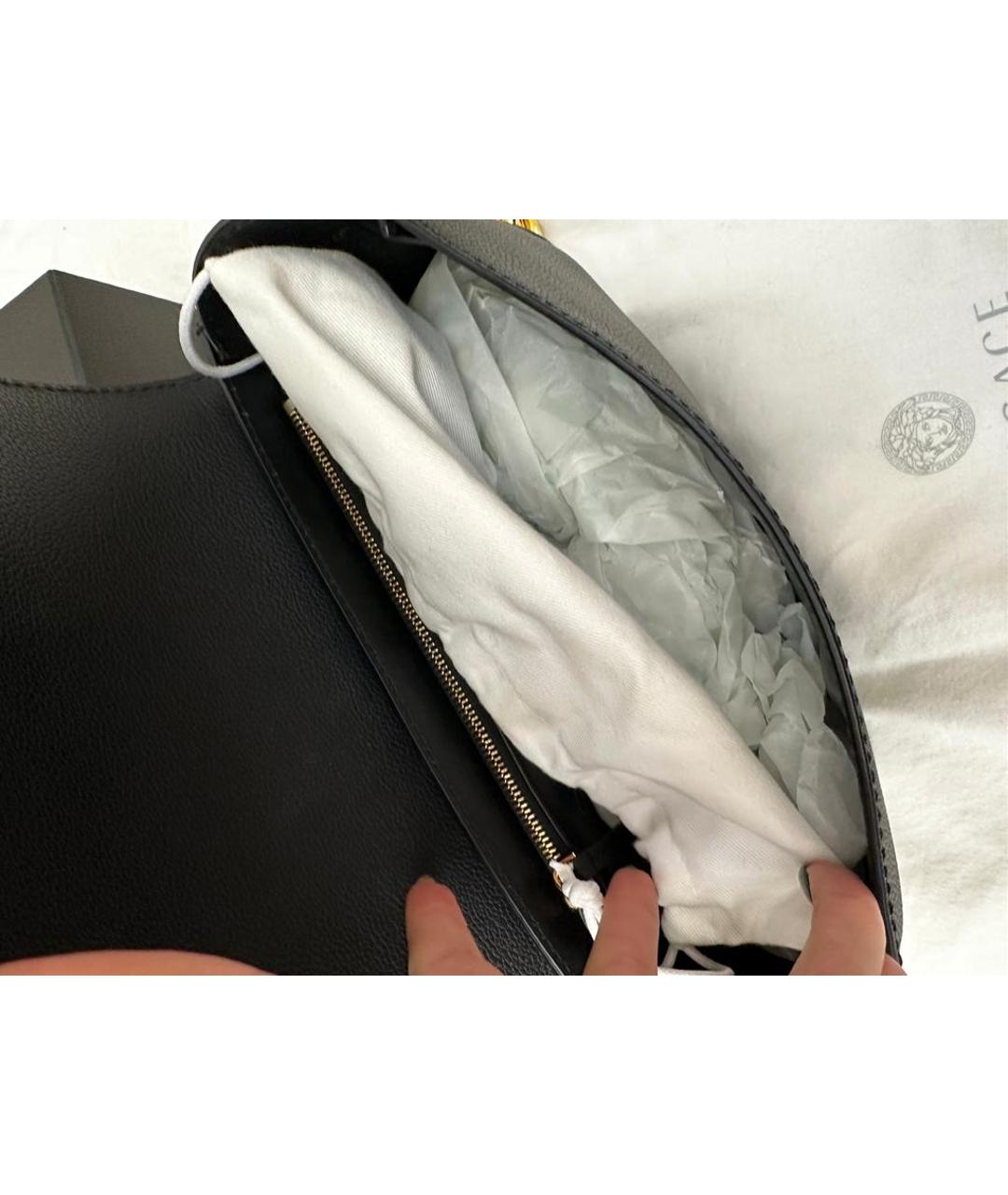 VERSACE Черная кожаная сумка через плечо, фото 3
