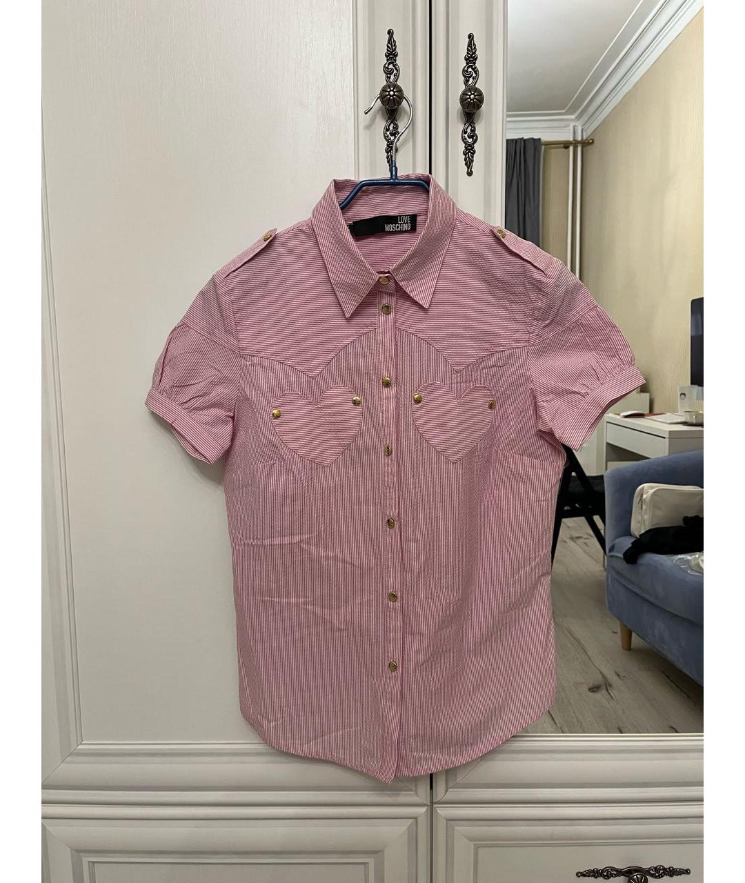 LOVE MOSCHINO Розовая хлопковая рубашка, фото 7