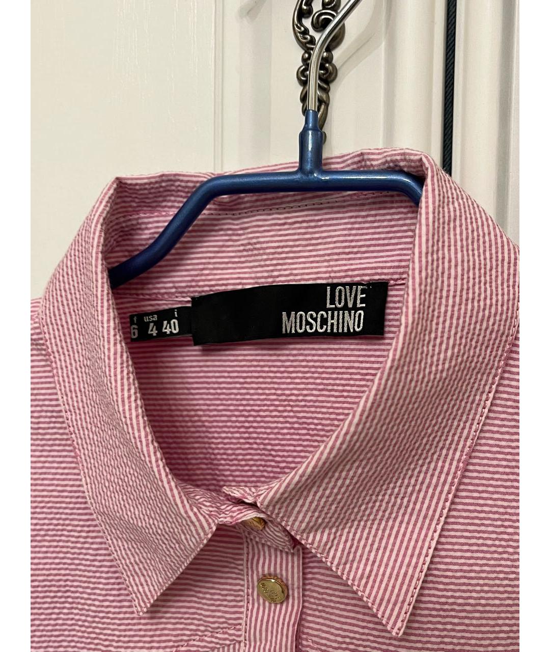 LOVE MOSCHINO Розовая хлопковая рубашка, фото 3