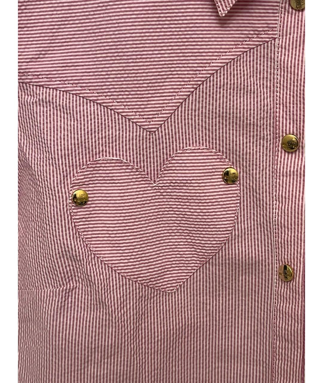 LOVE MOSCHINO Розовая хлопковая рубашка, фото 4