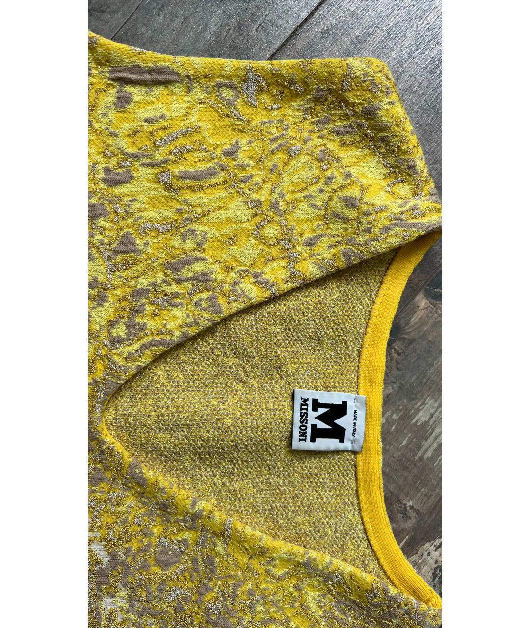 M MISSONI Желтая хлопко-эластановая блузы, фото 3