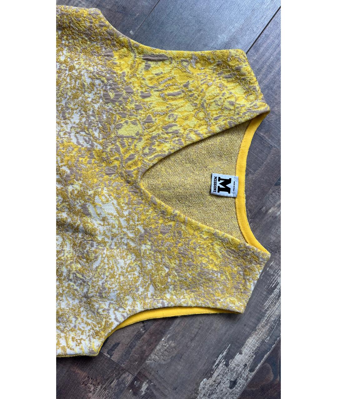 M MISSONI Желтая хлопко-эластановая блузы, фото 7