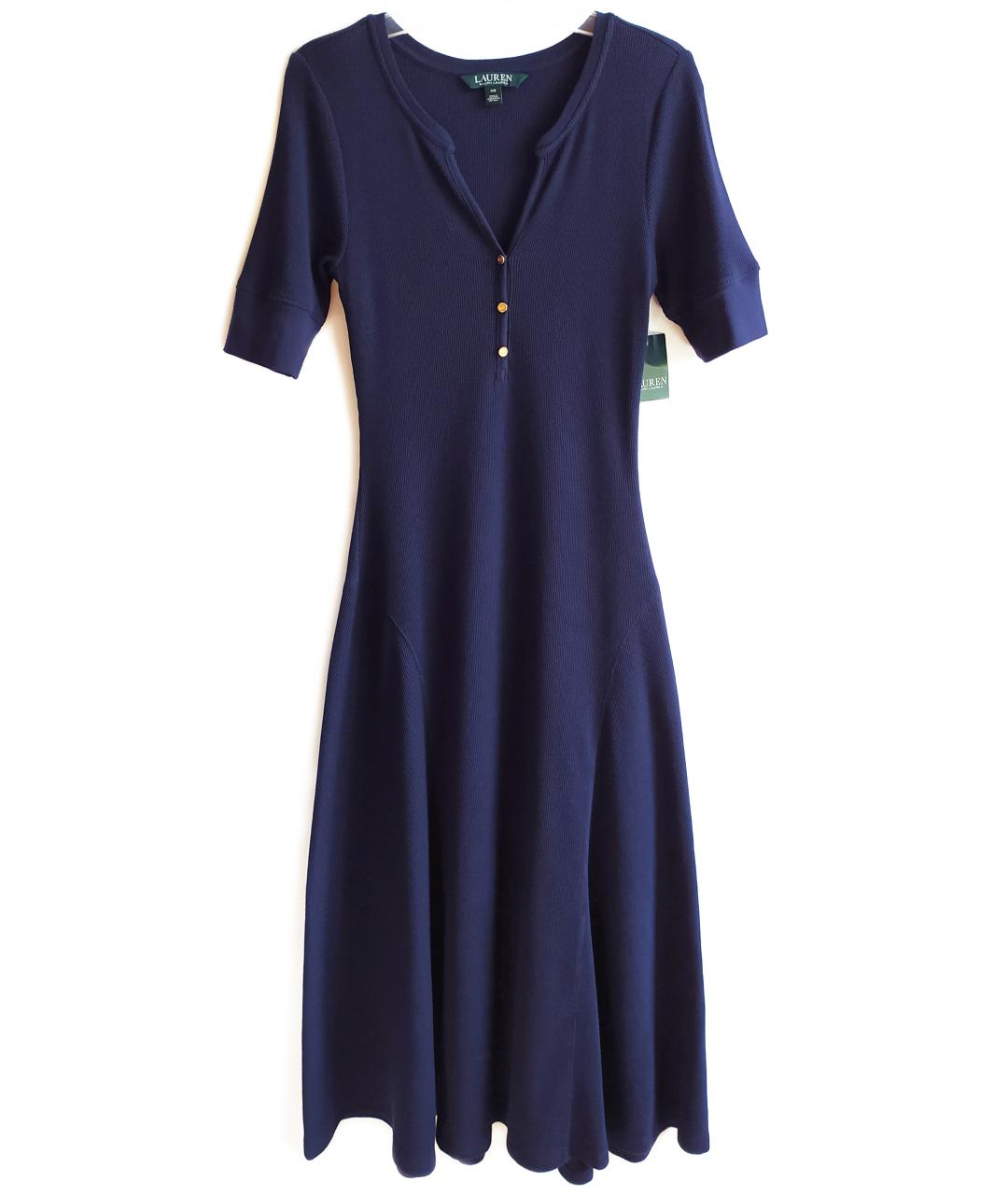 RALPH LAUREN Темно-синее хлопковое повседневное платье, фото 7
