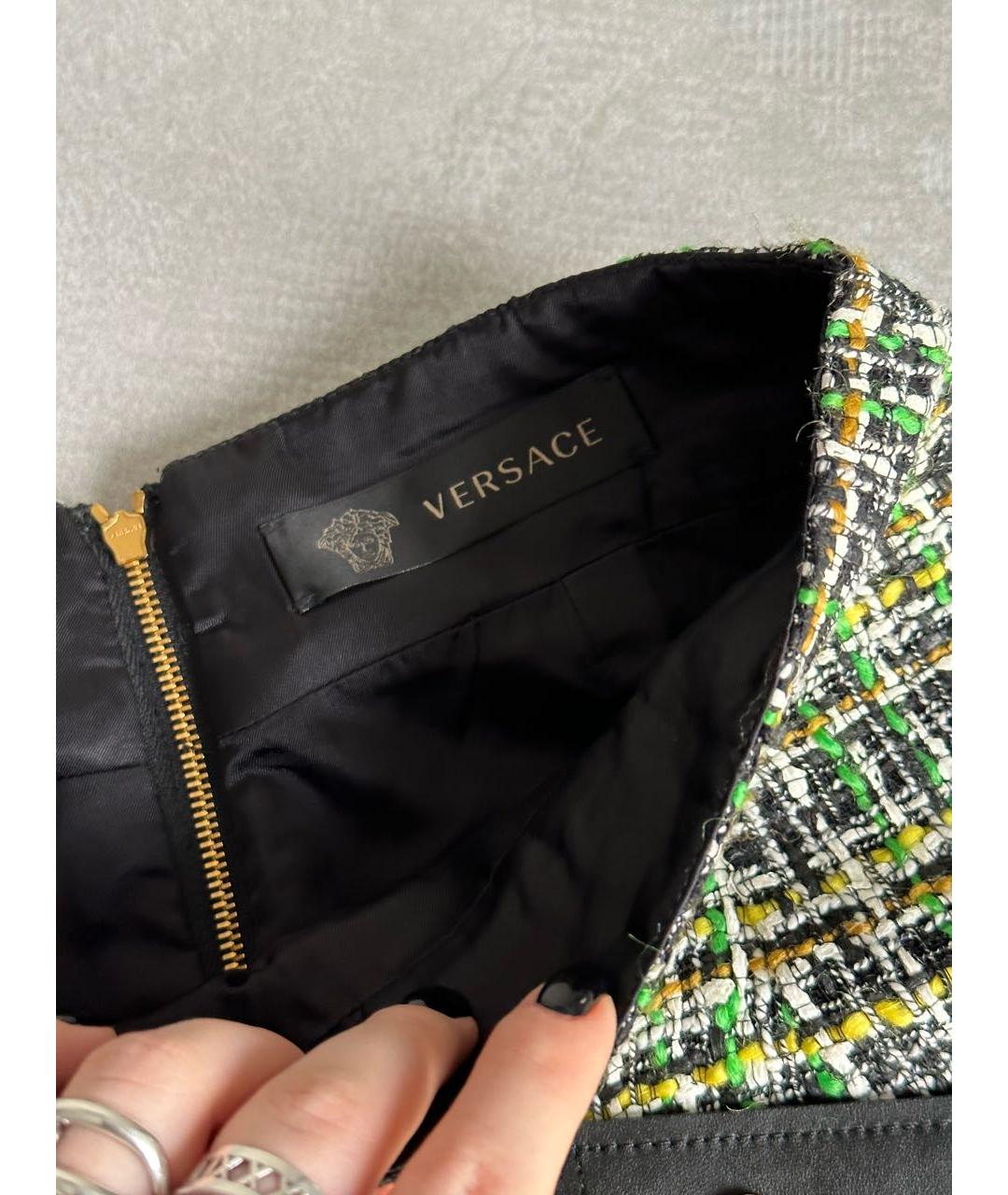 VERSACE Мульти твидовая юбка мини, фото 3