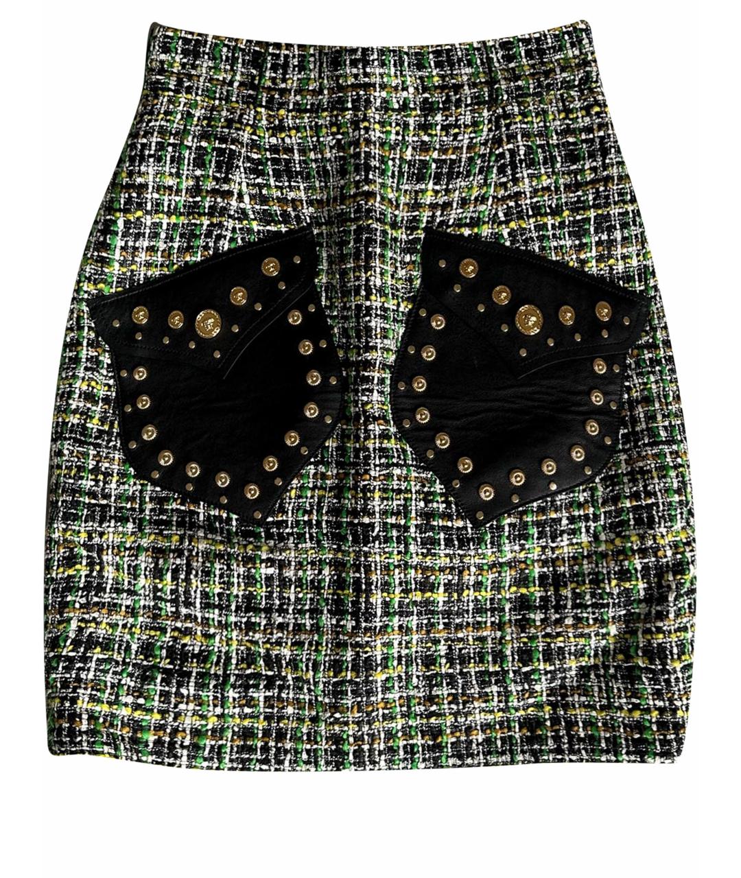VERSACE Мульти твидовая юбка мини, фото 1
