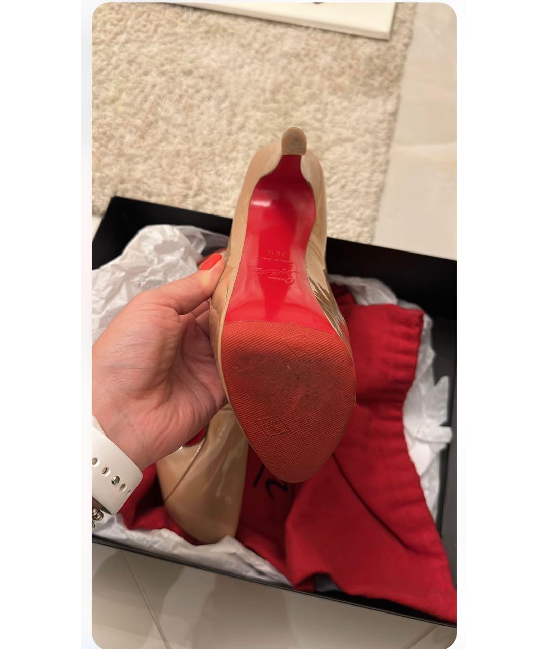 CHRISTIAN LOUBOUTIN Бежевые туфли из лакированной кожи, фото 4