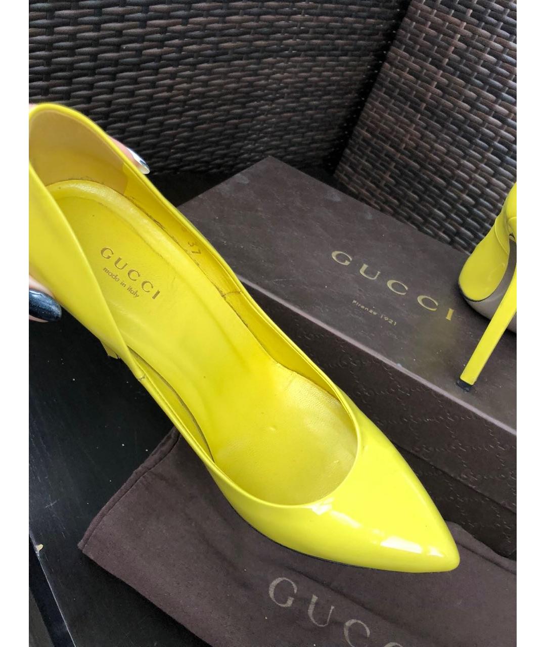 GUCCI Желтые кожаные туфли, фото 5