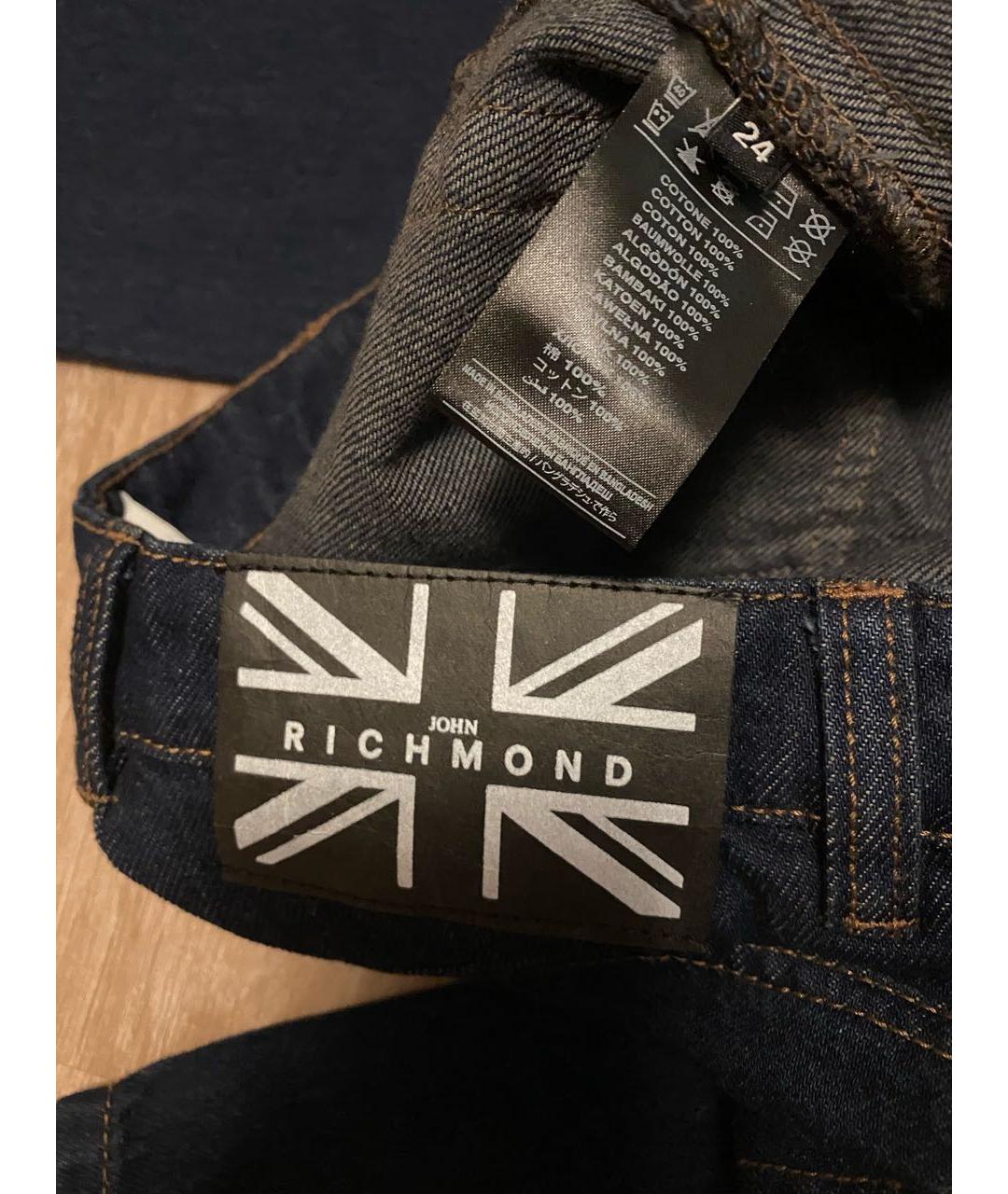 JOHN RICHMOND Темно-синие хлопковые джинсы слим, фото 6