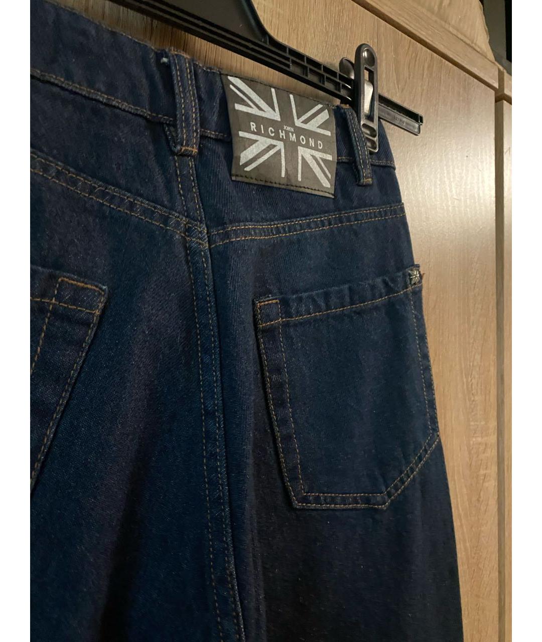 JOHN RICHMOND Темно-синие хлопковые джинсы слим, фото 4