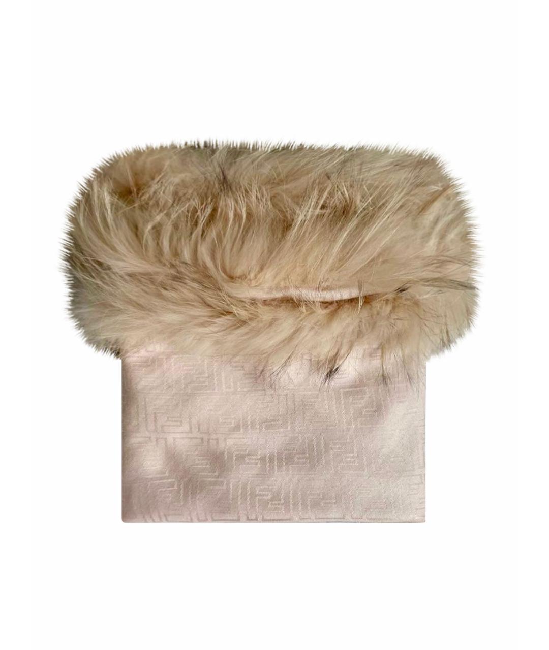 FENDI Бежевый шелковый платок, фото 1