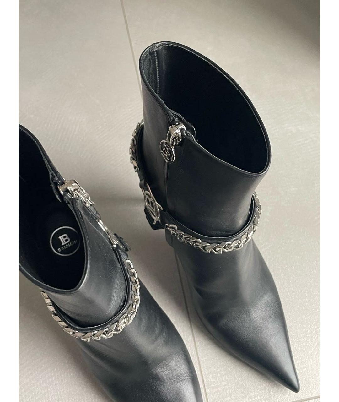 BALMAIN Черные кожаные ботильоны, фото 3