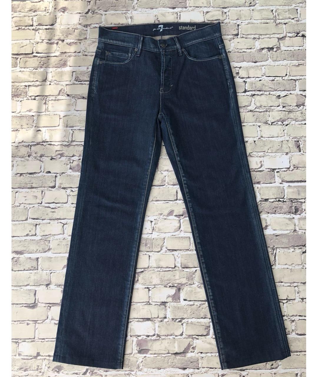 7 FOR ALL MANKIND Темно-синие хлопко-эластановые прямые джинсы, фото 9