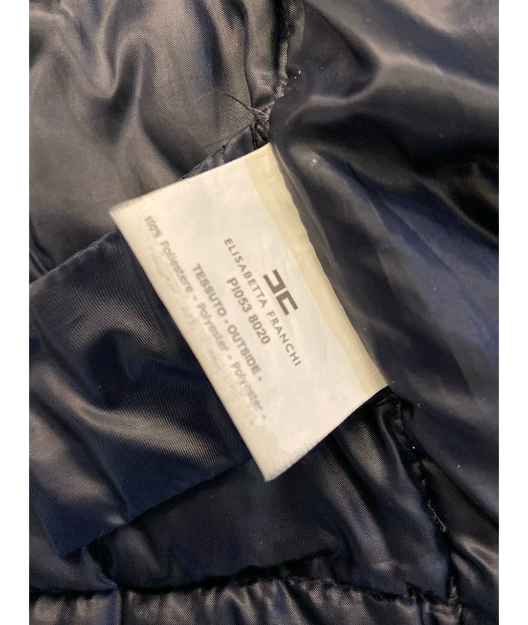 ELISABETTA FRANCHI Темно-синяя полиэстеровая куртка, фото 6