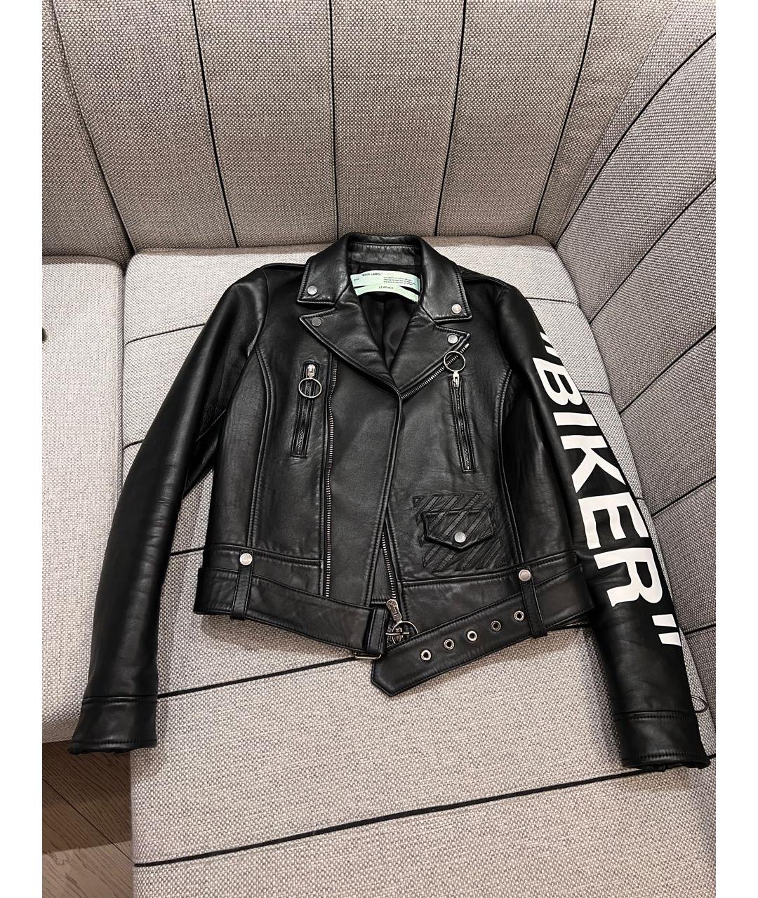 OFF-WHITE Черная кожаная куртка, фото 2