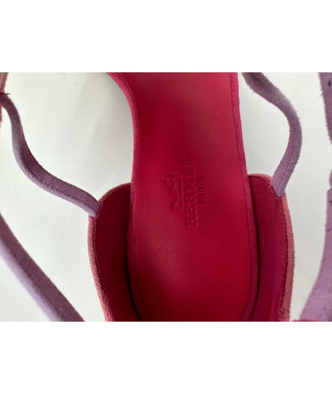 HERMES PRE-OWNED Розовые замшевые сандалии, фото 4