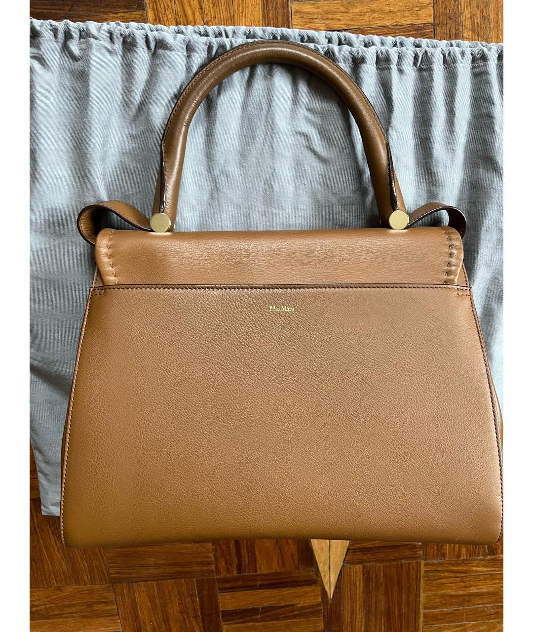 MAX MARA Горчичная кожаная сумка тоут, фото 7