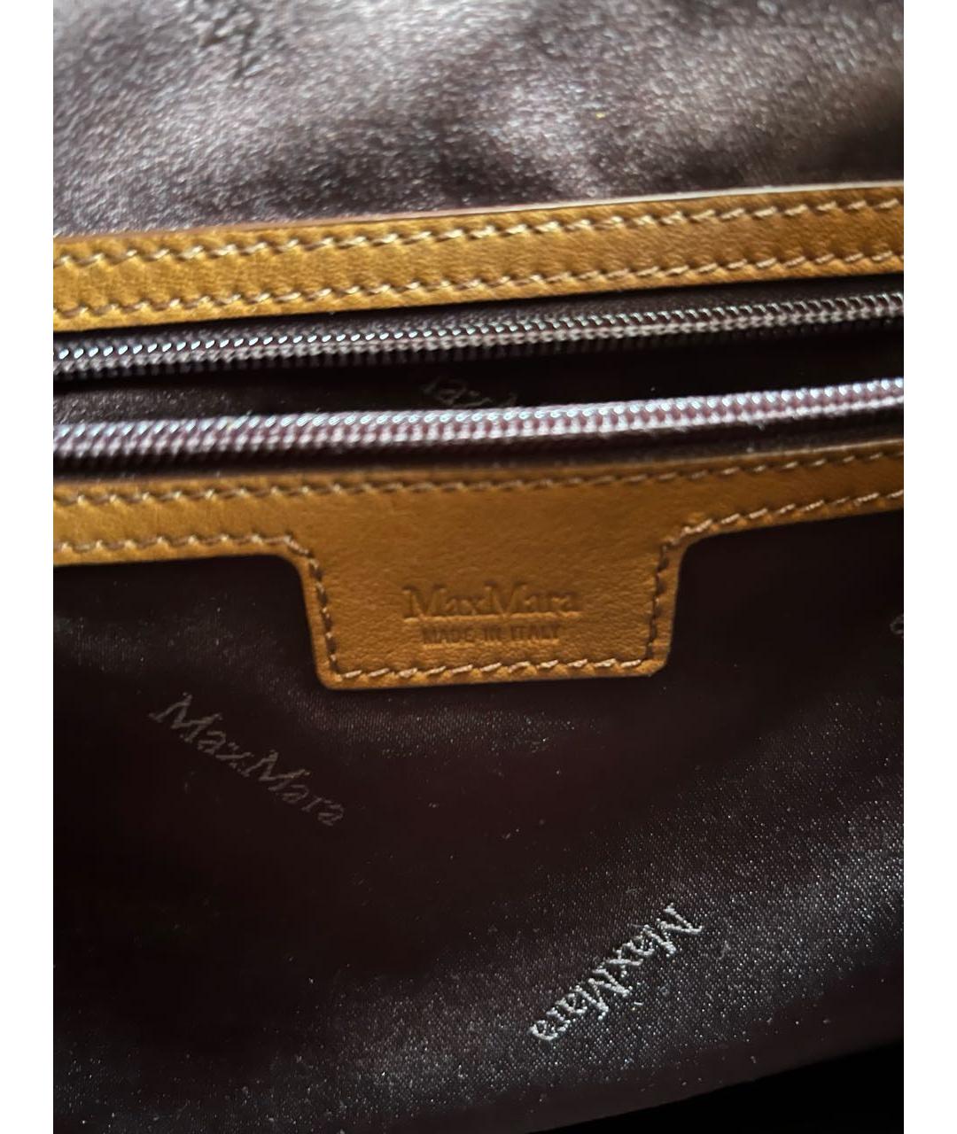 MAX MARA Горчичная кожаная сумка тоут, фото 4