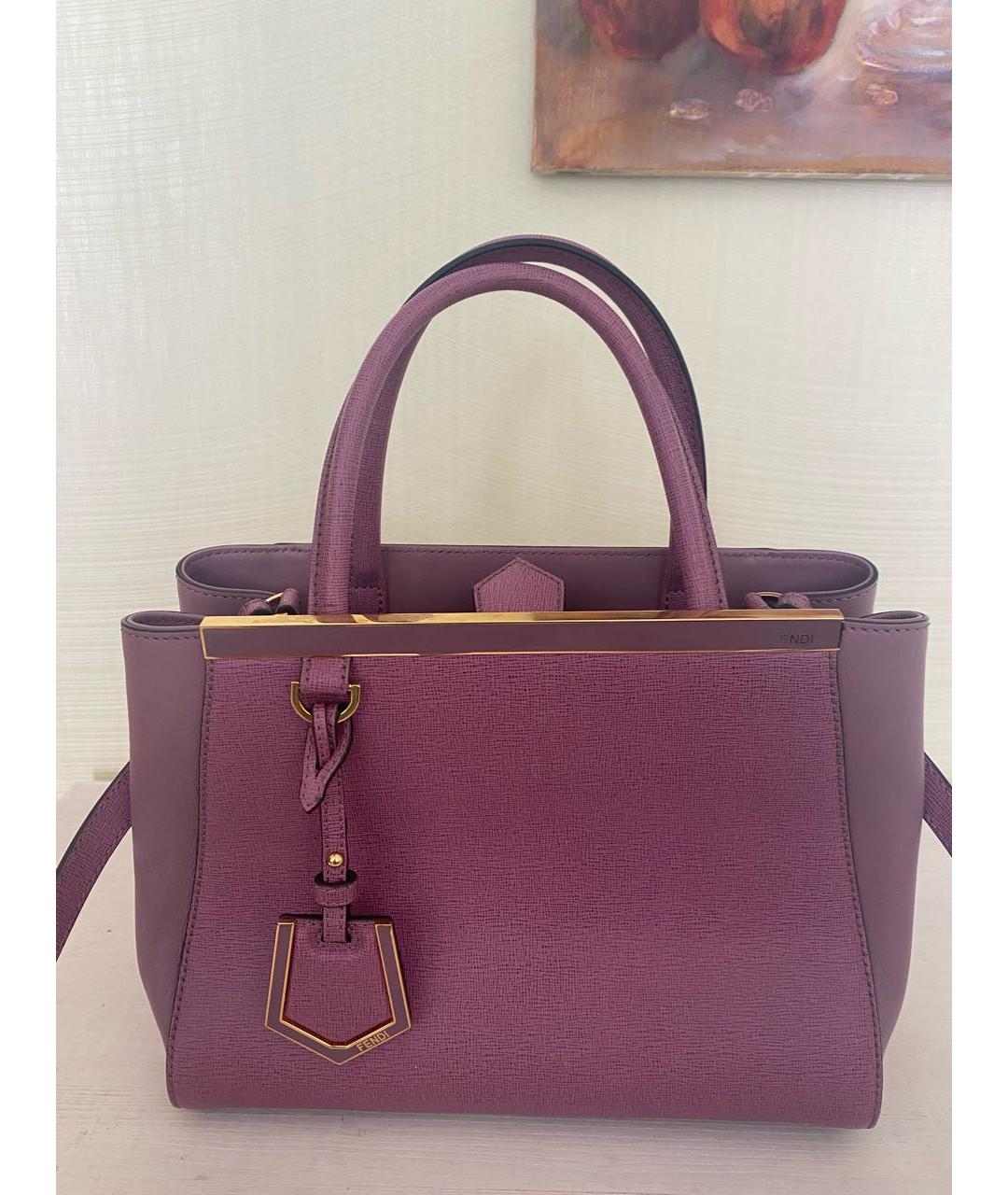 FENDI Фиолетовая кожаная сумка с короткими ручками, фото 2