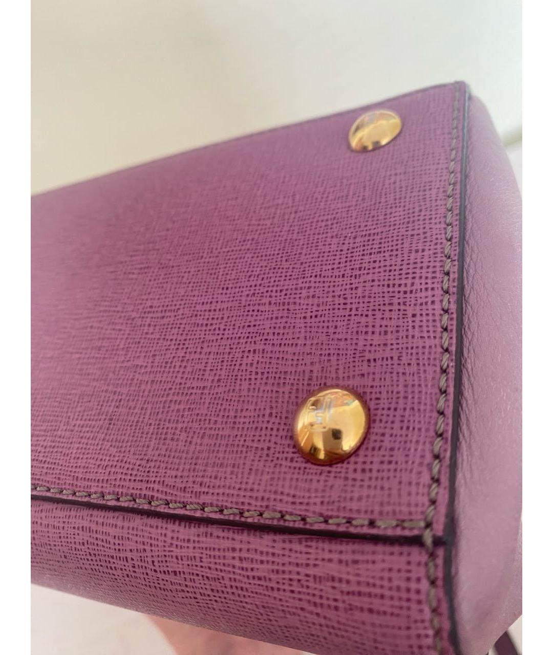 FENDI Фиолетовая кожаная сумка с короткими ручками, фото 5