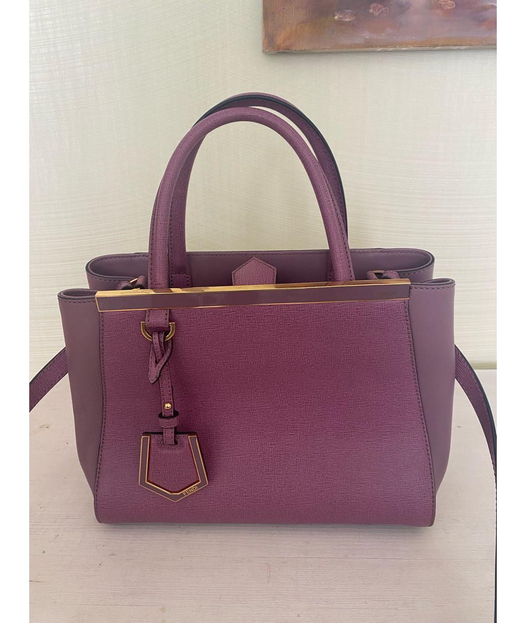 FENDI Фиолетовая кожаная сумка с короткими ручками, фото 9