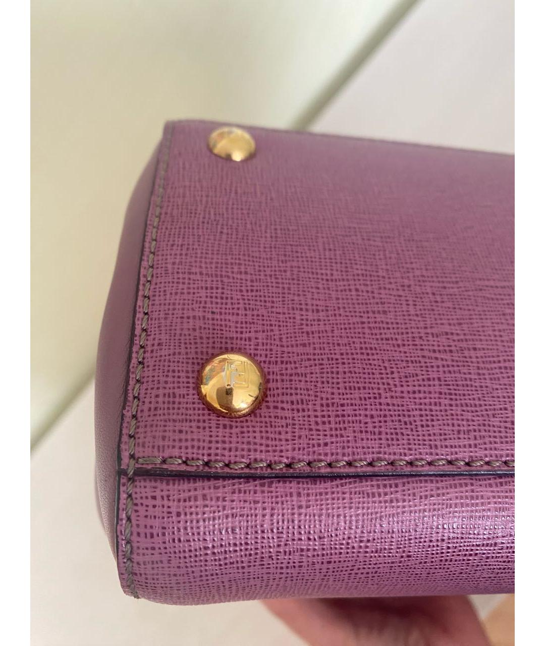 FENDI Фиолетовая кожаная сумка с короткими ручками, фото 4
