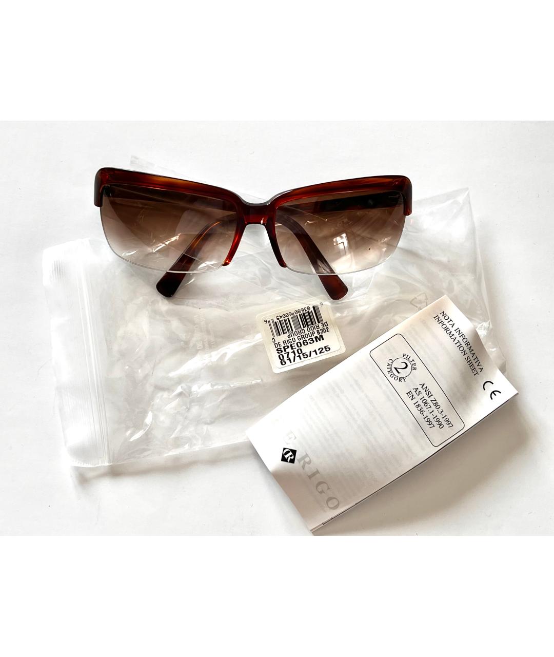 LA PERLA Коричневые пластиковые солнцезащитные очки, фото 9