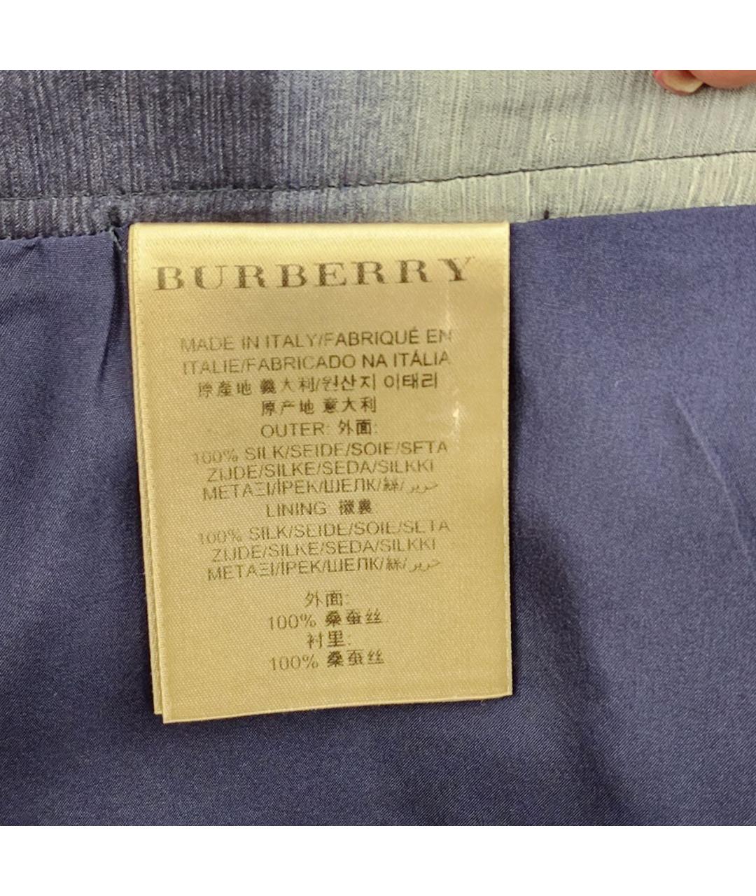 BURBERRY Темно-синяя шелковая юбка мини, фото 7