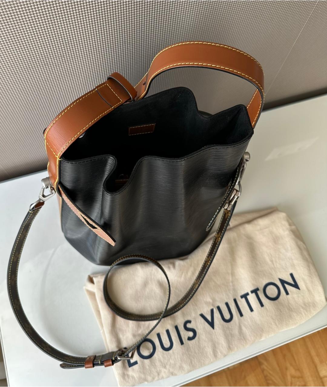 LOUIS VUITTON Черная кожаная сумка через плечо, фото 4