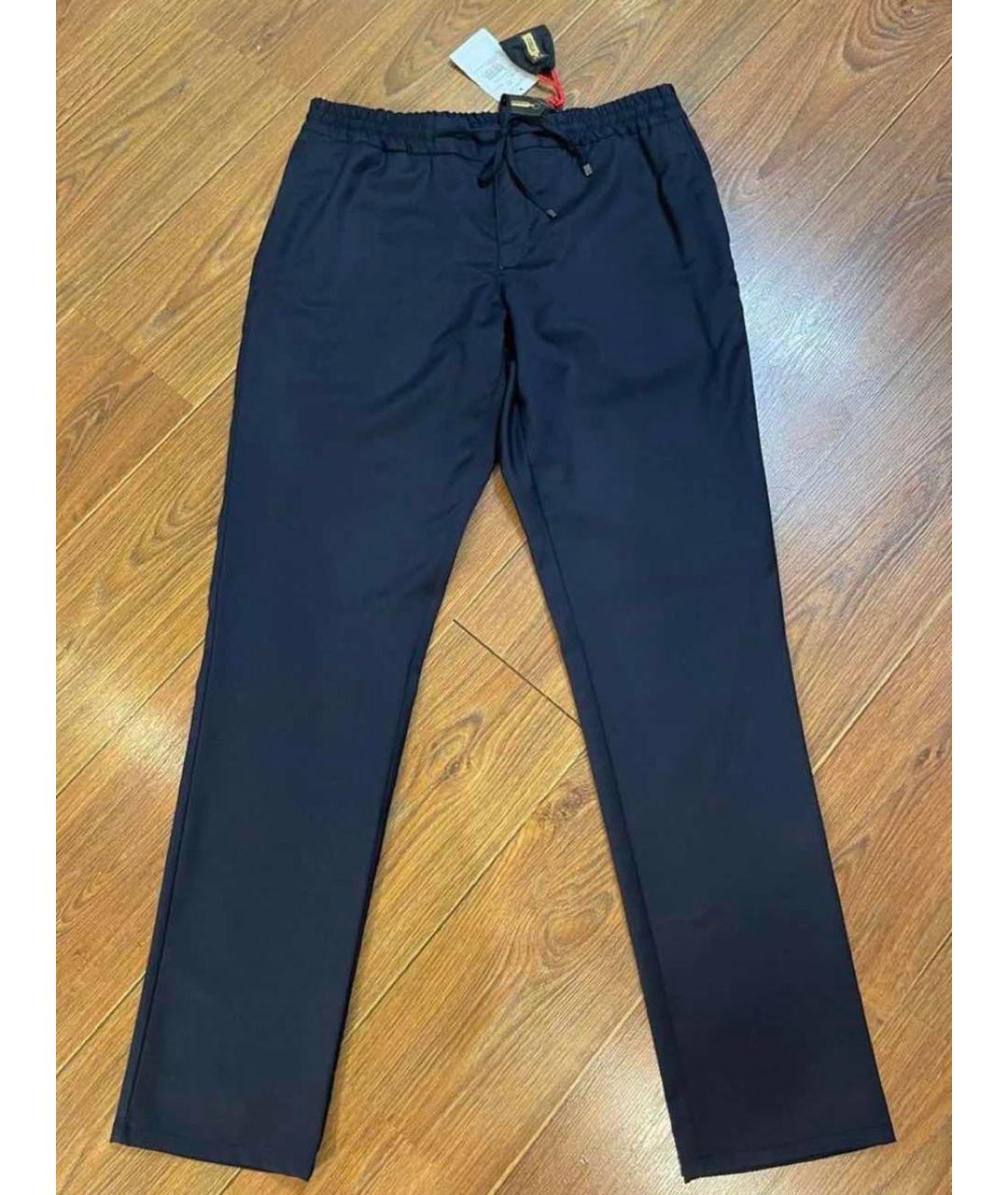 ZILLI Темно-синие шерстяные повседневные брюки, фото 4