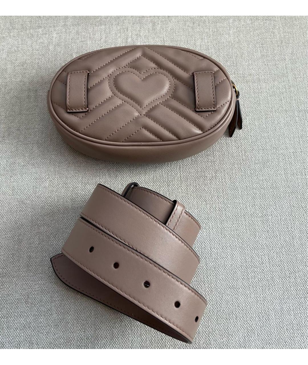 GUCCI Бежевая кожаная поясная сумка, фото 2