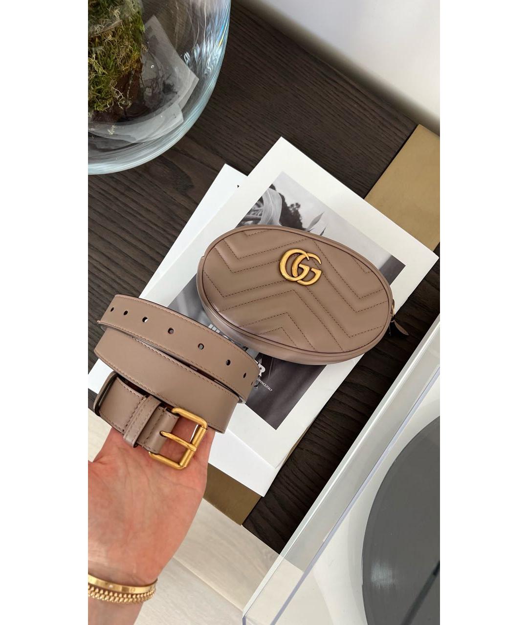 GUCCI Бежевая кожаная поясная сумка, фото 3